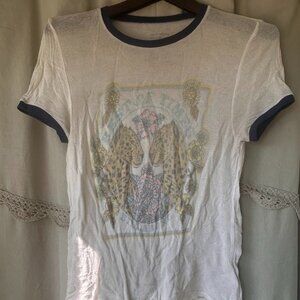 Billabong Womens Best of Times Thin Soft Ringer T-Shirt Tiger White Blue Navy